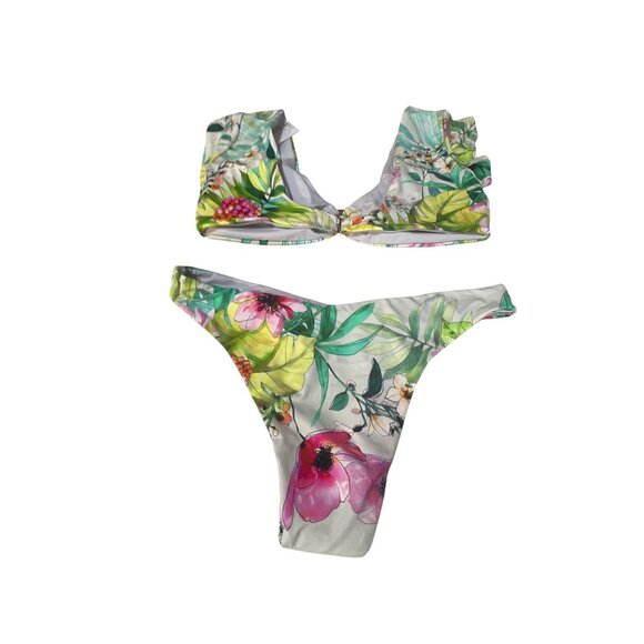 Floral Print Tinibikini Womens Bikini Set With Ring Detail In Large Size New - Picture 5 of 6
